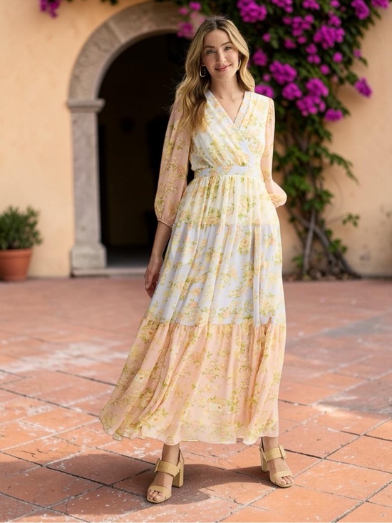 Taylor Dresses & Skirts - Women's Taylor Foldover Patchwork V-Neck Tiered Dress Size 18W NWT!